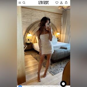 EUC 12th tribe Affair White Sequin Fringe Mini Dress